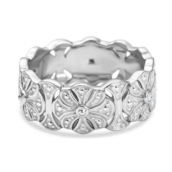 Wei&szlig;er Diamant Ring 925 Silber, platiniert (Gr&ouml;&szlig;e 18.00)