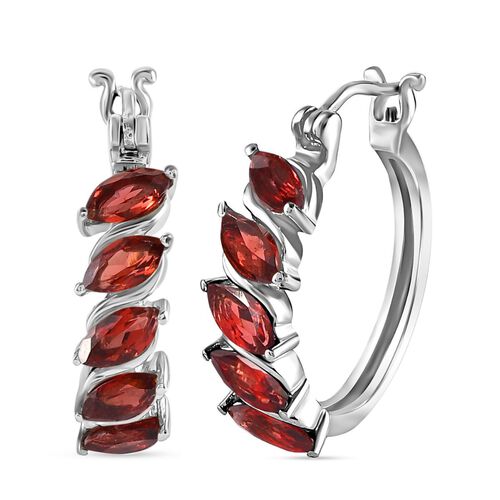 Granat Creolen, Edelstahl ca. 3,17 ct image number 0