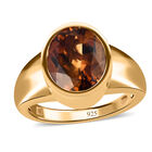 Madeira Citrin Solitär Ring 925 Silber 585 Vergoldet image number 3