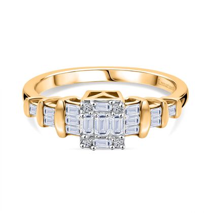 LUXURIANT DIAMOND -Lab Grown Diamant SI-GH SGL zertifiziert Ring 925 Silber 750 Gelbgold Vermeil (Gr&ouml;&szlig;e 21.00) ca. 0.50 ct