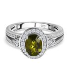 AA Vesuvianit, Weißer Zirkon Ring, 925 Silber platiniert, (Größe 18.00), ca. 1.72 ct