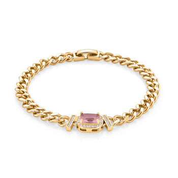 Rosa Zirkonia, Wei&szlig;er Zirkonia Armband ca. 19 cm Nickelfreies Messing vergoldet