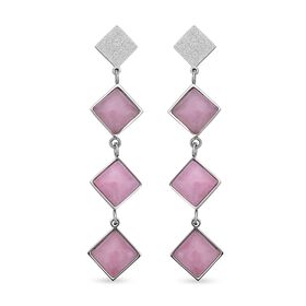 Rosenquarz Ohrringe, Edelstahl ca. 20,00 ct
