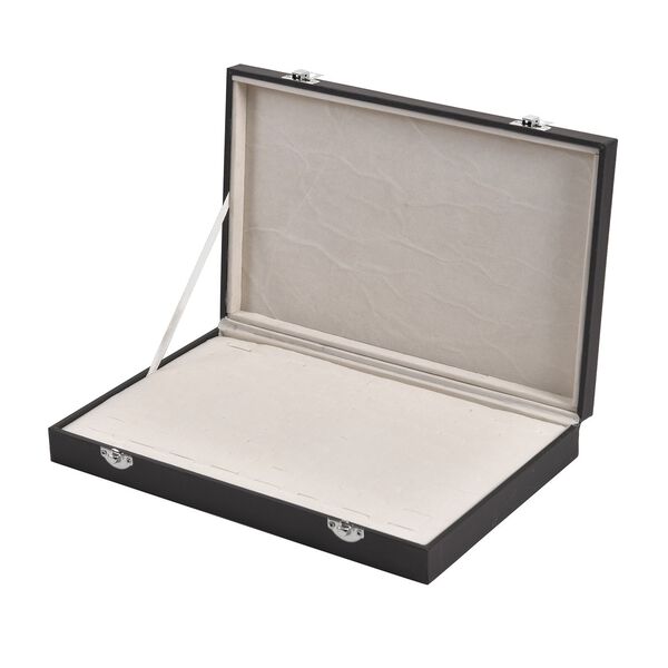 Moderne Ringschatulle aus Kunstleder mit zwei Verschl&uuml;ssen, 29x18.5x4cm, Schwarz image number 5