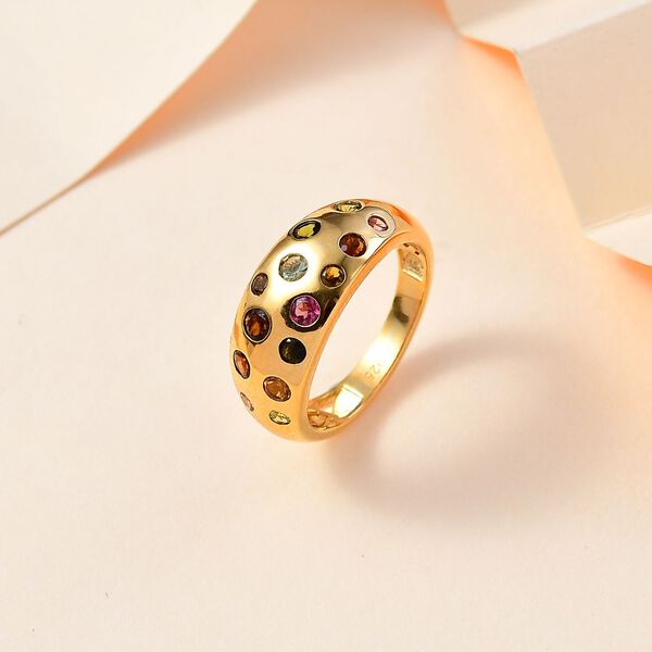 AA Mehrfarbiger-Turmalin Ring, 925 Silber, 750 Gelbgold Vermeil (Größe 21.00) ca. 1.00 ct image number 2