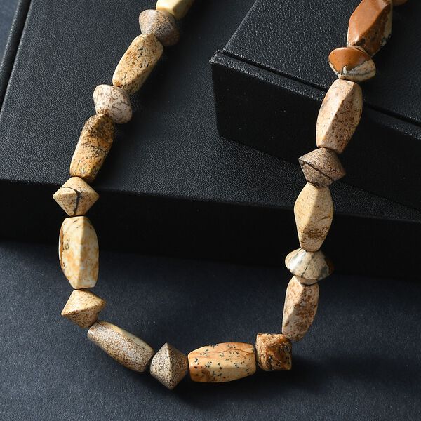 Bild Jasper Halskette ca. 45 cm Nickelfreies Messing platiniert ca. 195.00 ct image number 2