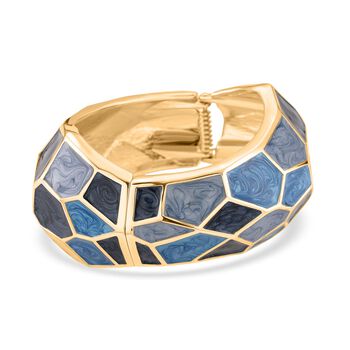 Emaille-Armreif im Facetten-Design, ca. 18 cm, Blau