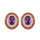 AAA Radiant Ember Granat, Padparadscha Saphir Ohrringe 417 Gold ca. 3,16 ct.