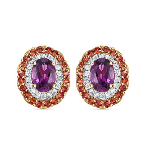 AAA Radiant Ember Granat, Padparadscha Saphir Ohrringe 417 Gold ca. 3,16 ct. image number 0