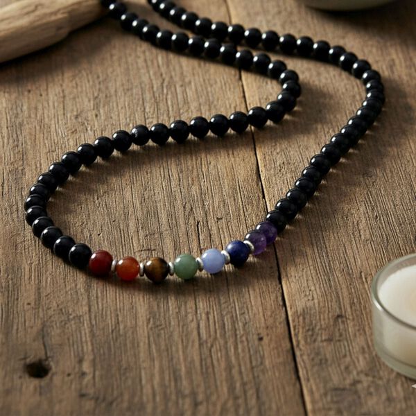 Shungit, Mehrfarbig Edelsteine Halskette ca. 45 cm ca. 300,00 ct. image number 2