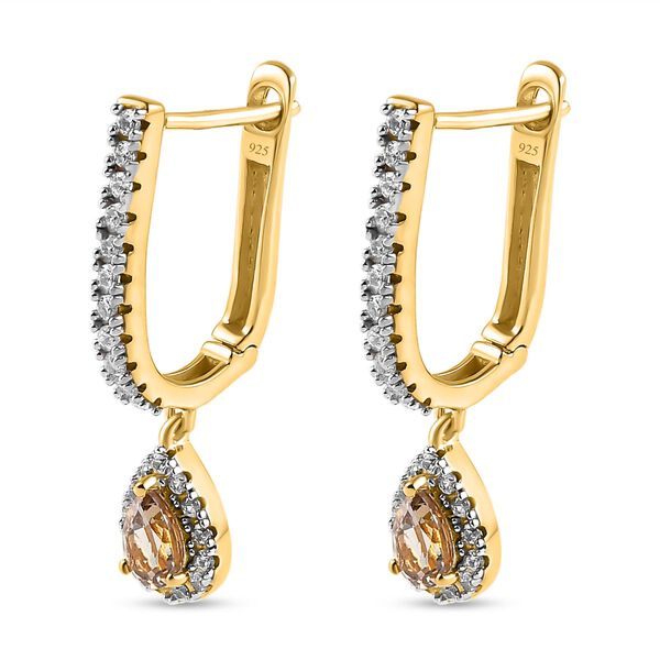 AA Nat&uuml;rliche, goldene Tansanit und wei&szlig;e Zirkon-Ohrh&auml;nger- 1,66 ct. image number 4