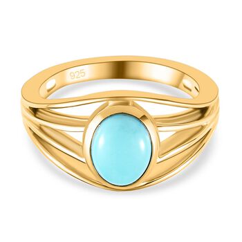 Amerikanischer, nat&uuml;rlicher Sleeping Beauty T&uuml;rkis Ring, 925 Silber Gelbgold Vermeil (Gr&ouml;&szlig;e 20.00) ca. 1.09 ct