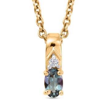 D'Joy Gr&uuml;ner Tansanit, Wei&szlig;er Zirkon Schmuckset ca. 50 cm 925 Silber Gold und 316L Edelstahl Gold ca. 0,26 ct.