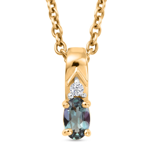 D'Joy Gr&uuml;ner Tansanit, Wei&szlig;er Zirkon Schmuckset ca. 50 cm 925 Silber Gold und 316L Edelstahl Gold ca. 0,26 ct.
