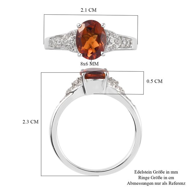 Madeira Citrin und Zirkon Solitär Ring 925 Silber Platin-Überzug image number 6