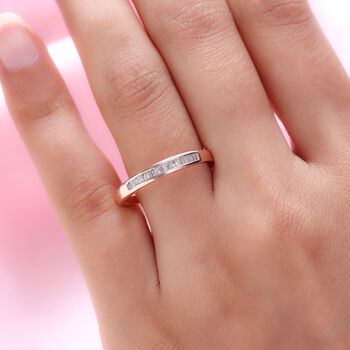 Wei&szlig;er Diamant-Ring, 925 Silber ros&eacute;vergoldet, ca. 0,25 ct