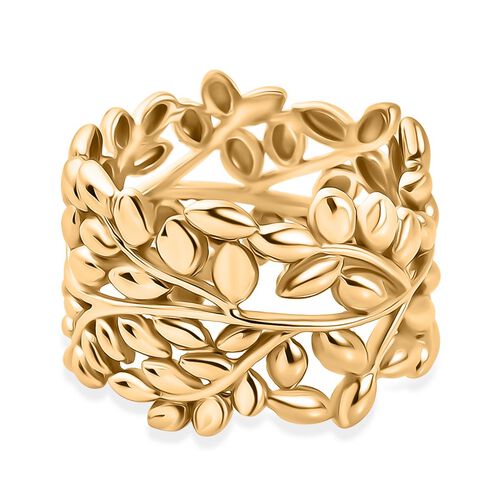 Designer Inspirierter- Blatt Ring, Goldenfarben (Größe 17.00) ca. 5,62g  image number 0