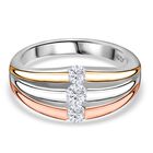 Moissanit Ring, 925 Silber, Tricolor, (Größe 20.00), ca. 0.37 ct