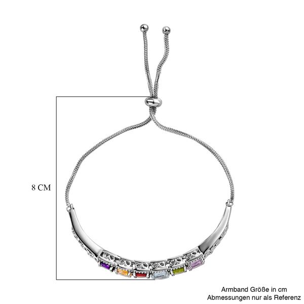 Verstellbares, mehrfarbiges Edelstein-Armband, 16-26cm - 6,20 ct. image number 11