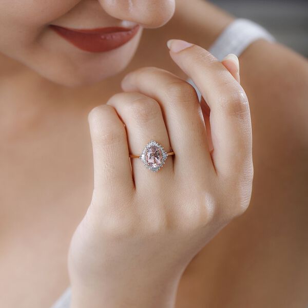 AAA rosa Morganit und Diamant Ring - 1,93 ct. image number 9
