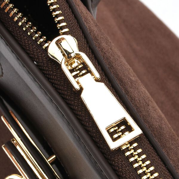 Grand Pelle Echtleder Crossbody Tasche mit Rei&szlig;verschluss und Schlossoptik, 30x16x23cm, Kaffebraun image number 7