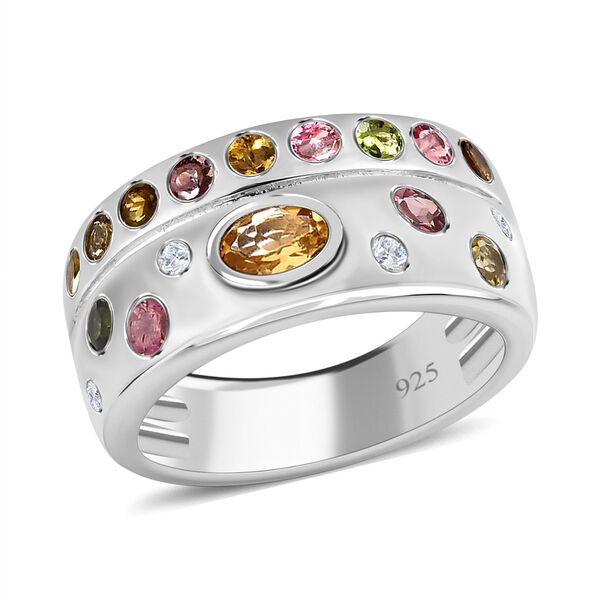 Nat&uuml;rlicher mehrfarbiger Turmalin Ring 925 Silber platiniert (Gr&ouml;&szlig;e 17.00) ca. 1.13 ct image number 4