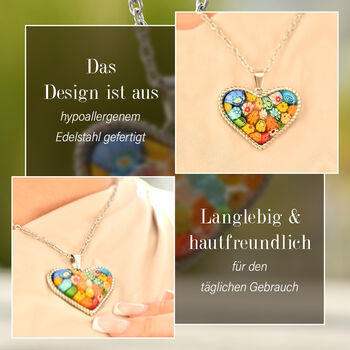 Herz Halskette im Murano-Stil, 60cm