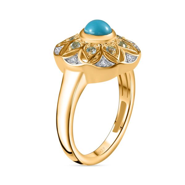 AA Amerikanischer nat&uuml;rlicher Sleeping Beauty T&uuml;rkis, Blauer Apatit Ring, 925 Silber 750 Gelbgold Vermeil (Gr&ouml;&szlig;e 18.00) ca. 0.63 ct image number 5