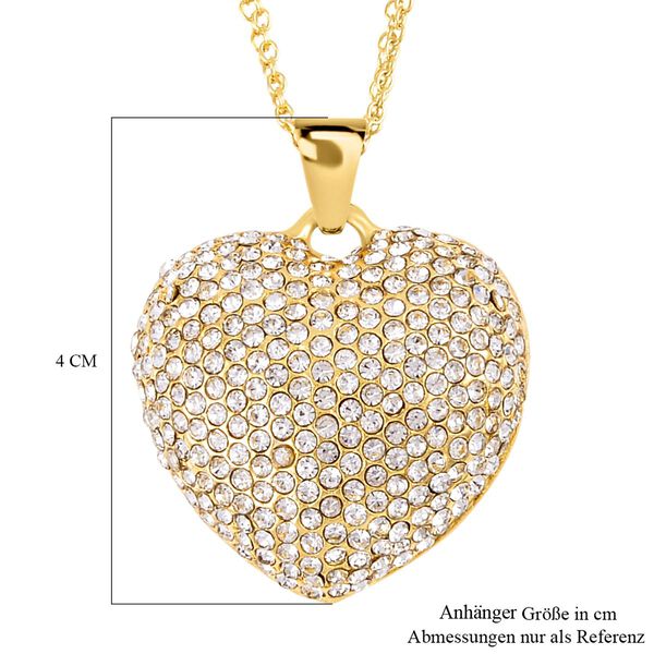 Wei&szlig;er Kristall-Herz-Anh&auml;nger mit 73cm Kette in Goldton image number 5