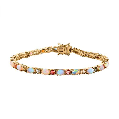 AA natürliches, äthiopisches Welo-Opal und mehrfarbiges Turmalin-Armband, 19cm - 9,69 ct. image number 0