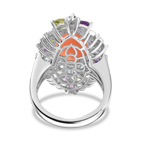 AA Vinicunca-Peruanischer Opal, Himmelblauer Topas, Mehrfarbige Edelsteine Ring, 925 Silber rhodiniert (Gr&ouml;&szlig;e 21.00) ca. 8.23 ct image number 4