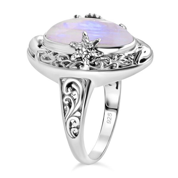 Royal Bali - Premium Regenbogen Mondstein Ring 925 Silber (Größe 17.00) ca. 7,91 ct image number 3