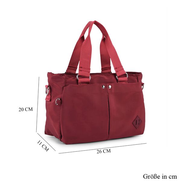 Crossbody Tasche mit mehreren Reißverschlussfächern, abnehmbarem Schulterriemen und Tragegriffen, 26x11x20cm, Burgundy image number 8