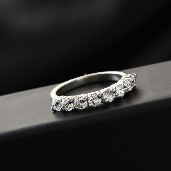 LUSTRO STELLA Hergestellt mit ZIRKONIA Half Eternity Ring 925 Silber Platin-Überzug image number 6