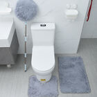 3er-Set Bad-Kollektion, extra weicher Duschvorleger 50x80 cm, WC-Vorleger 40x50 cm, WC-Deckel, Grau