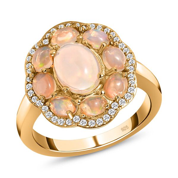 AA Natürlicher, äthiopischer Welo Opal und Zirkon-Ring - 2,11 ct. image number 4