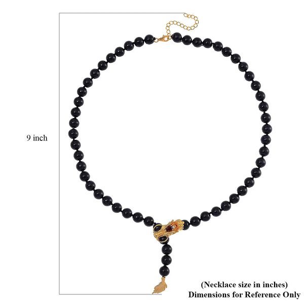 Flexible, schwarze Jade, rote Granat, Chromdiopsid und Zirkon Halskette - 218,53 ct. image number 5