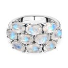 Premium Regenbogen Mondstein-Ring, 925 Silber platiniert (Größe 16.00) ca. 4,26 ct