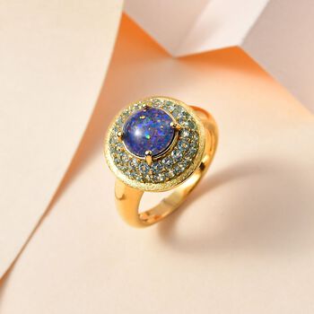 Boulder Opal Triplett und  blauer Apatit-Ring - 2,10 ct.