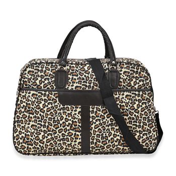 Stilvolle Leoparden-Print Reisetasche, Ma&szlig;e 50x19x33 cm, Braun