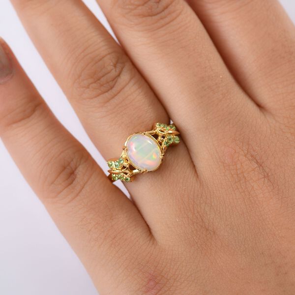 D'Joy AA Nat&uuml;rlicher, &auml;thiopischer Welo Opal und Tsavorit Granat Ring - 1,67 ct. image number 3