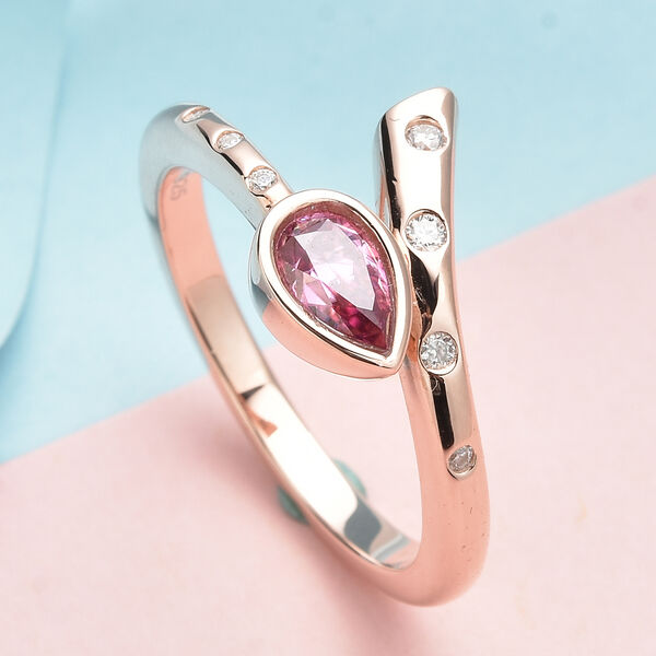 Rosa und wei&szlig;er Moissanit-Ring - 0,45 ct. image number 2