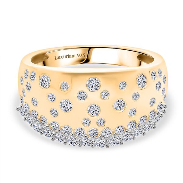 LUXURIANT DIAMOND - Lab Grown Diamant SI-GH SGL zertifiziert Ring 925 Silber 750 Gelbgold Vermeil (Gr&ouml;&szlig;e 20.00) ca. 1.00 ct