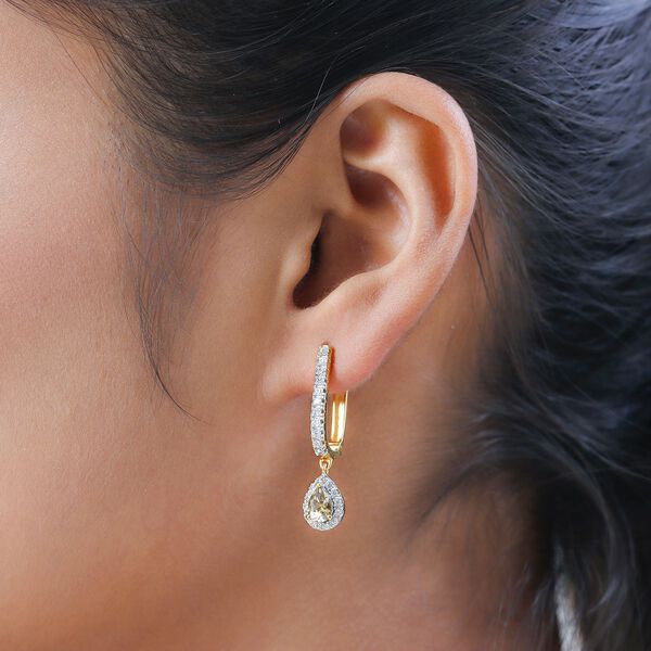 AA Nat&uuml;rliche, goldene Tansanit und wei&szlig;e Zirkon-Ohrh&auml;nger- 1,66 ct. image number 3