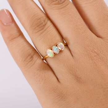 AA Nat&uuml;rlicher, &auml;thiopischer Welo Opal Ring, 925 Silber vergoldet - 0,93 ct.