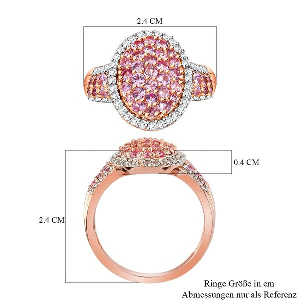 Rosa Saphir und Zirkon Ring 925 Silber Rose Gold-Überzug image number 8