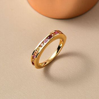 Mehrfarbiger Saphir Ring Nickelfreies Messing (Gr&ouml;&szlig;e 18.00) ca. 0.96 ct