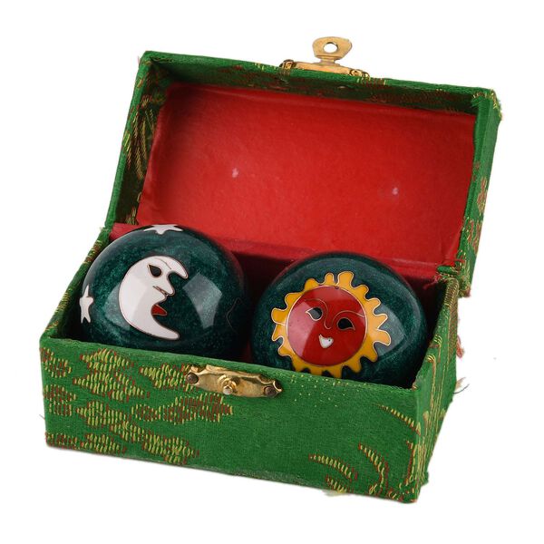 "Cloisonne enamel fitness ball Sun-room Size:3# 4.7cm Material:Iron Color: Green" image number 3