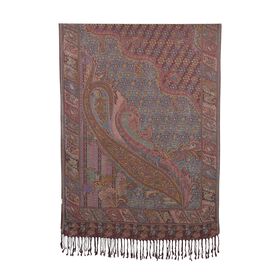 Schal mit feinem Paisley-Muster und Fransen, Einheitsgröße, Türkis