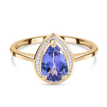 Premium Tansanit und wei&szlig;er Diamant-Ring, 585 Gelbgold (Gr&ouml;&szlig;e 18.00) ca. 2,38 ct